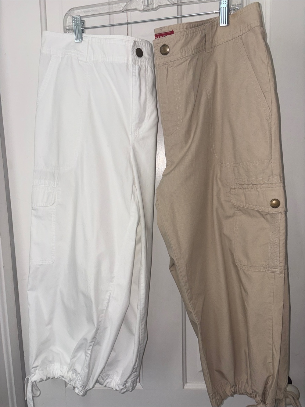 Chaps Two PairWoman’s White and tan Cargo Drawstring Pants